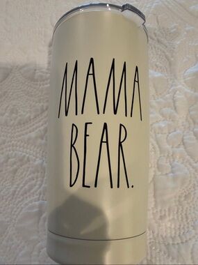 Rae Dunn White Ceramic Tumbler with Black Logo